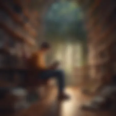 Personal Growth Through Literature A person reflecting on personal growth through reading