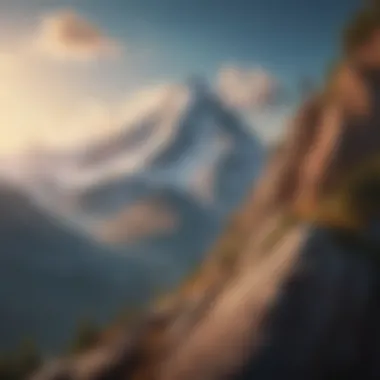 Reaching New Heights A mountain peak symbolizing achievement and success