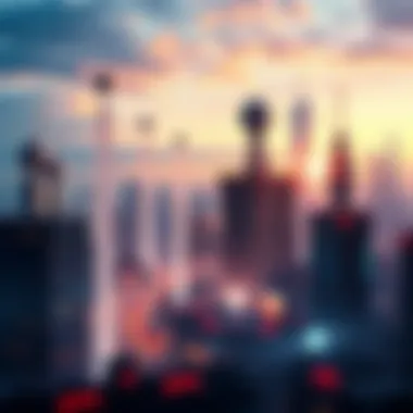 Futuristic Cityscape in Brave New World A futuristic cityscape reflecting technological advancement