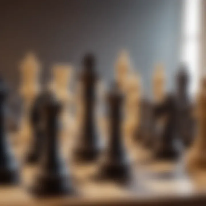 Strategic chess pieces on a board