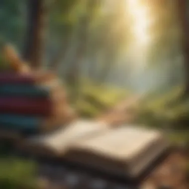 Thematic Journeys Through Literature A serene landscape symbolizing thematic exploration