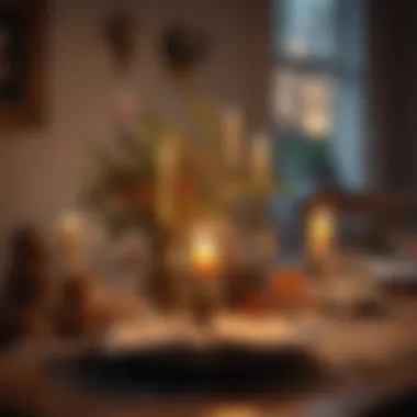 Candlelit Table Setting A beautifully arranged table with candles and natural elements