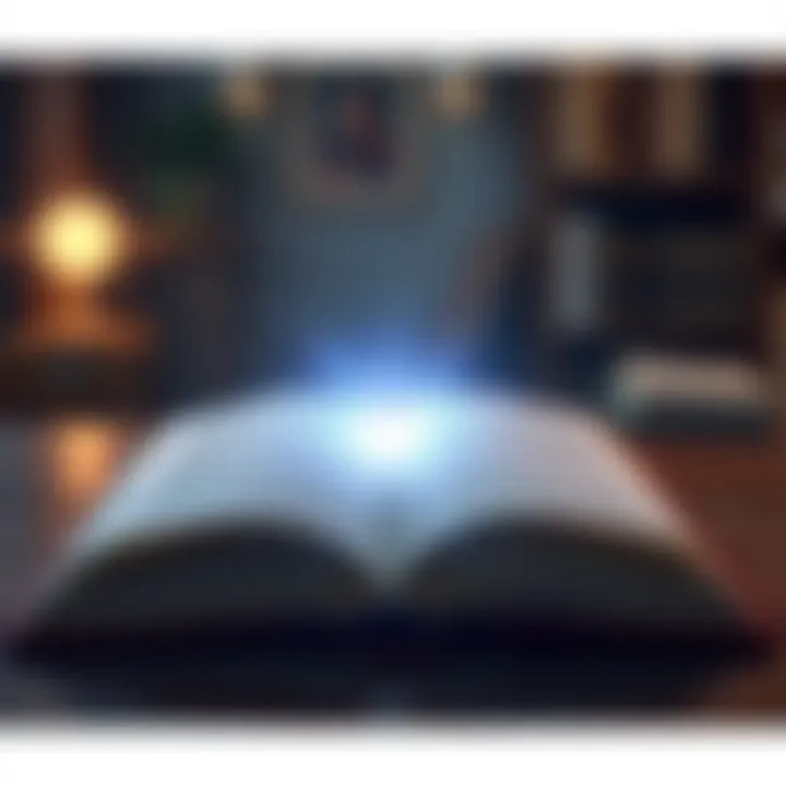 An open book with a glowing light representing enlightenment