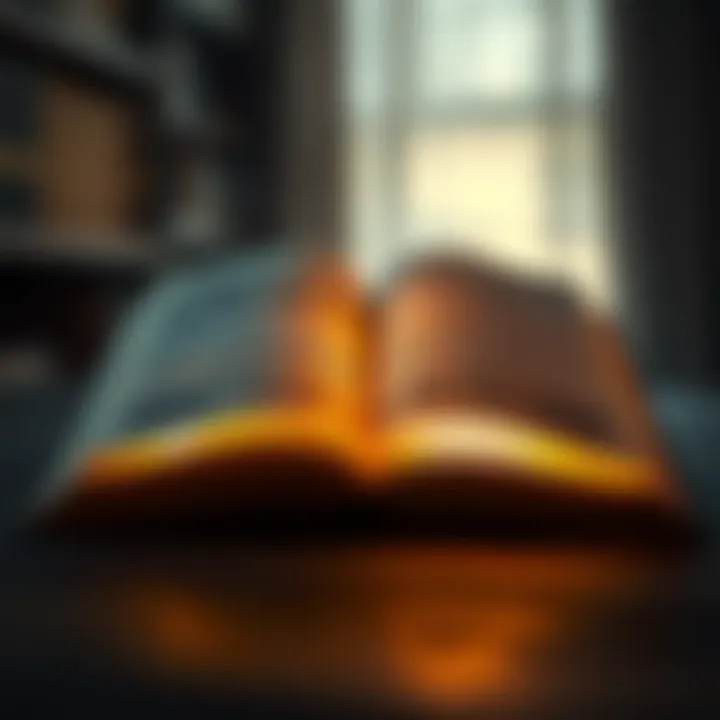 An open book with light illuminating its pages symbolizing knowledge