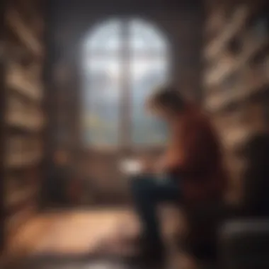 Emotional Depth in Philosophy Novels A character deep in thought, embodying the emotional depth that philosophy novels convey.