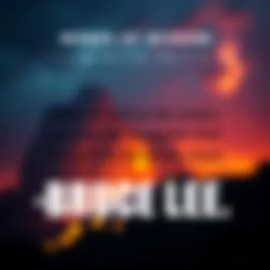 Words of Wisdom Illuminated A powerful quote from Bruce Lee against a dramatic backdrop