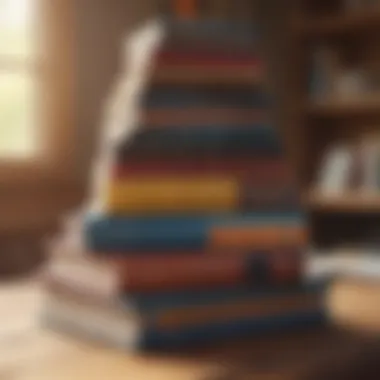 Diversity in Self-Improvement Literature A stack of diverse self-improvement books on a wooden table