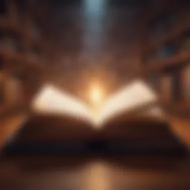 An open book with light emanating from its pages, representing enlightenment through reading