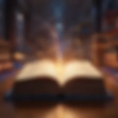 Illuminating Insights from Literature An open book with glowing pages emanating wisdom