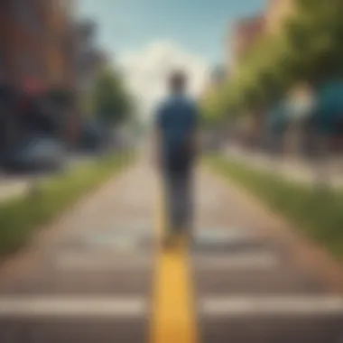 A person standing at a crossroads, illustrating choices and decisions.