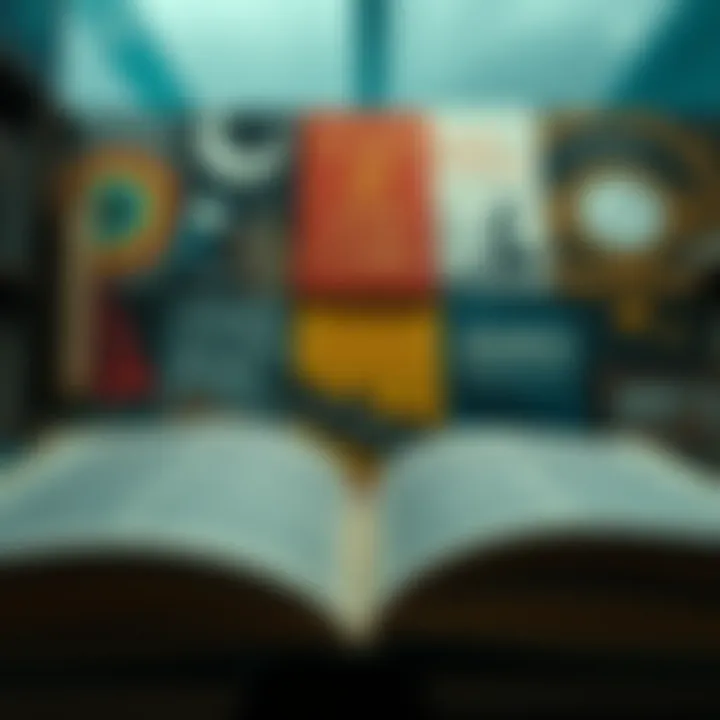 Literary Influence A collage of literary works showcasing the impact of profound themes in literature.