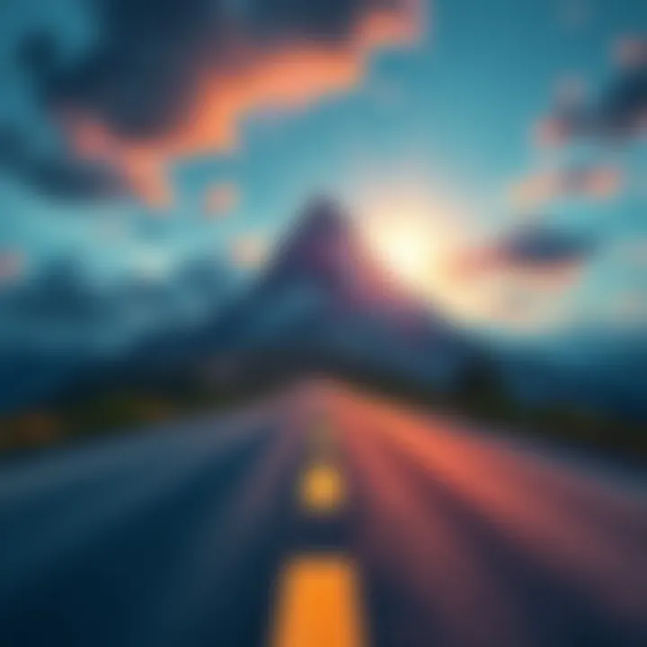 A roadmap leading to a mountain peak representing goals achieved by consistent habits