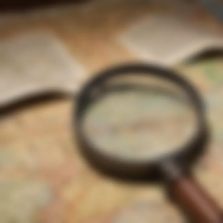 A magnifying glass over a detailed map