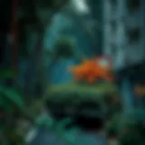 A dense forest reclaiming a once-bustling city street