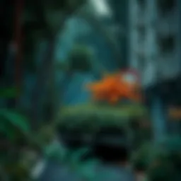 A dense forest reclaiming a once-bustling city street