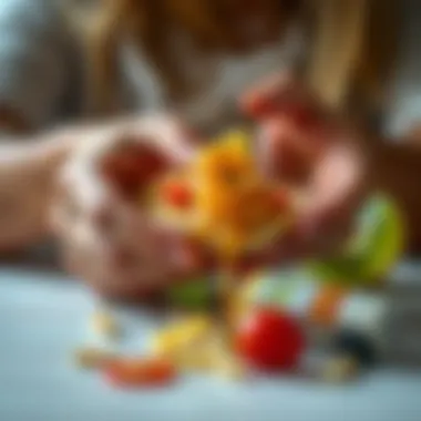 Personal Connection to Food A close-up of hands engaging with food, symbolizing personal connection and agency