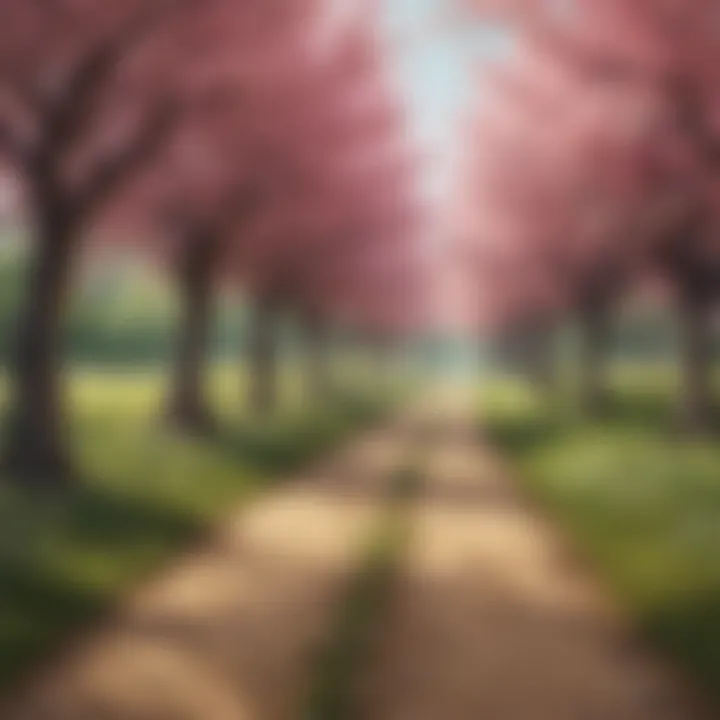 A path lined with blossoming trees, representing the journey of personal growth.