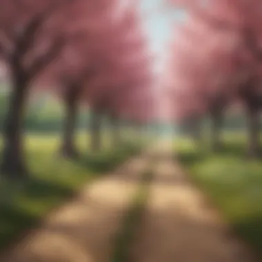 Journey of Growth A path lined with blossoming trees, representing the journey of personal growth.