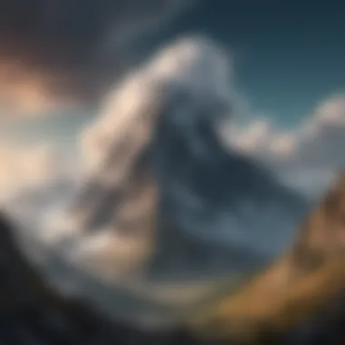 A mountain peak with clouds signifying the challenges faced and the heights achieved