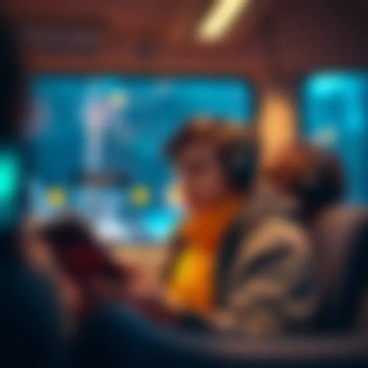 An individual engaged in listening while commuting