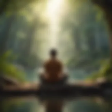 A person meditating in a tranquil environment