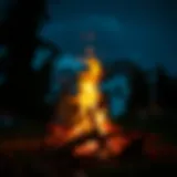 The Essence of a Campfire A vibrant campfire illuminating the night sky