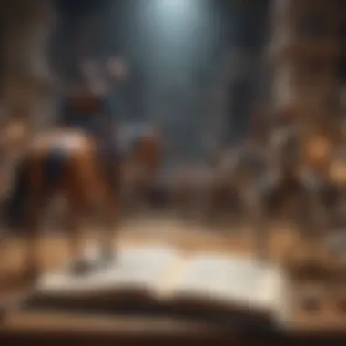 The Battle of Reality and Illusion An illustration showcasing the contrast between reality and Don Quixote's illusions.