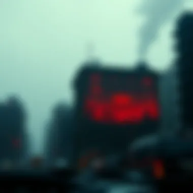 The iconic cover of 1984 showcasing a bleak urban landscape