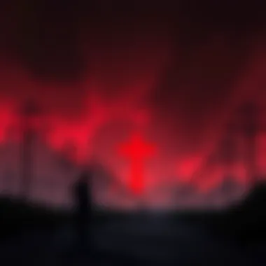 A dark, oppressive setting representing the totalitarian regime