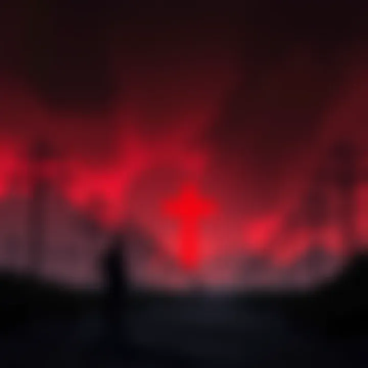 A dark, oppressive setting representing the totalitarian regime