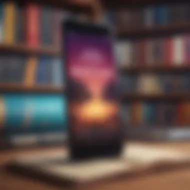User Interface of Book Summarization Apps An illustration showcasing the user interface of a book summarization app