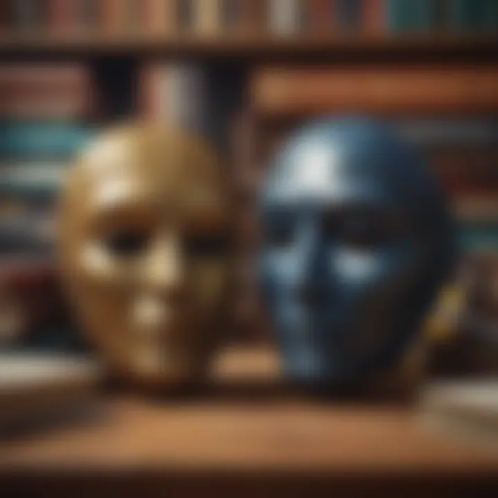 Two masks representing the duality of truth and deception