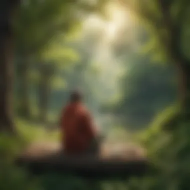Contemplative Figure in Nature A contemplative figure surrounded by nature