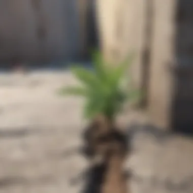 Resilience A vibrant plant growing through a crack in concrete, symbolizing resilience