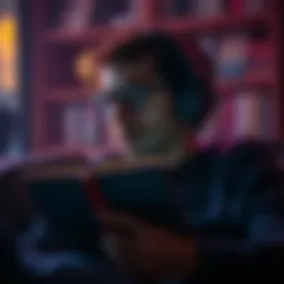 Audiobook listener immersed in a story