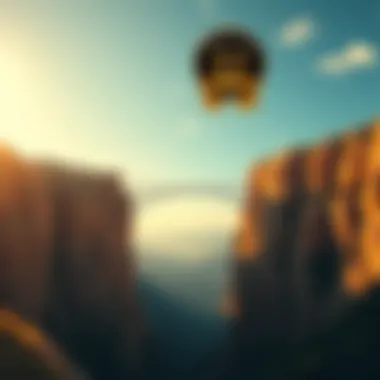 A bridge connecting two cliffs over a valley