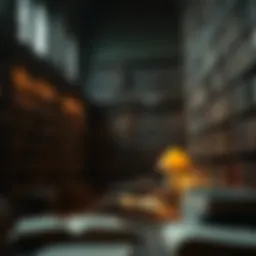 A serene library filled with classic literature reflecting transformation