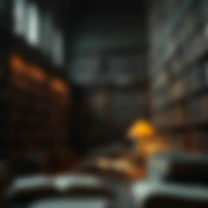 A serene library filled with classic literature reflecting transformation