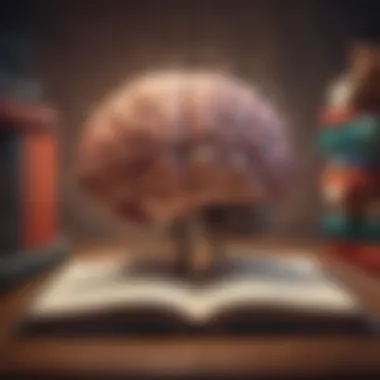 An abstract representation of a brain illuminated by books and ideas.