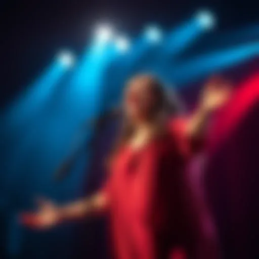 Passionate Stage Performance A singer performing passionately on stage, embodying the emotion of their art