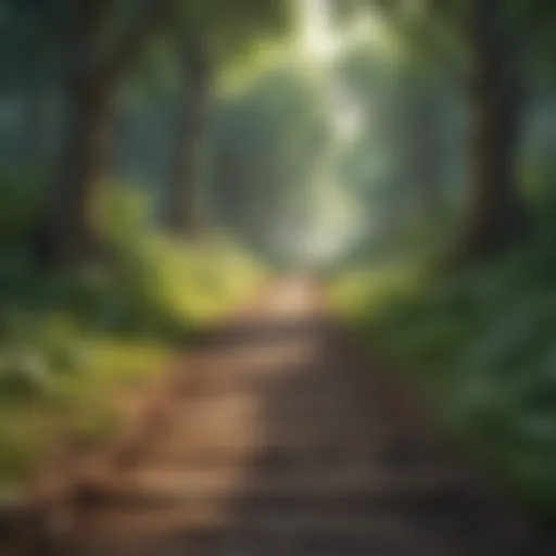 A serene path surrounded by trees symbolizing a journey