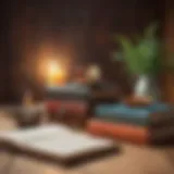 Books on fasting displayed on a wooden table