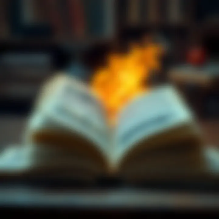 Illustration of Self-Discovery in Literature An open book with a unique illustration reflecting self-discovery