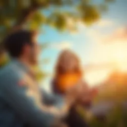 Illustration of a couple communicating effectively in a serene setting